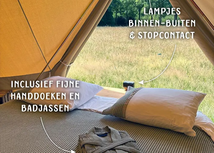 Tente de luxe Boutique Tent Bij Laaken Op Unieke Plek In Het Met Luxe Bed Vorden